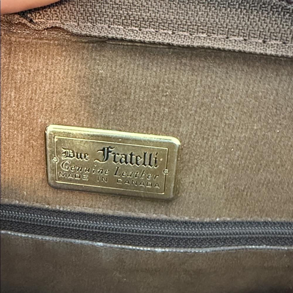 Vintage Due Fratelli Brown Python Snake Print Leather Bag Made in Canada - Picture 5 of 6